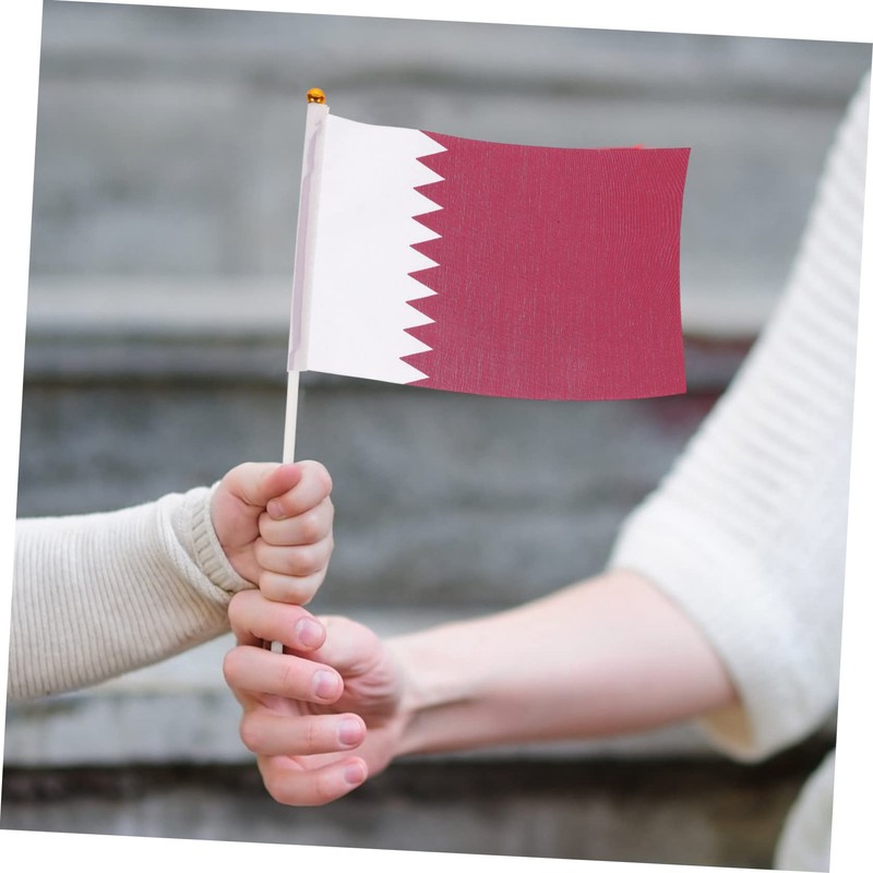 KONTONTY 20pcs Qatar 32 Flag Small Flags on Stick National