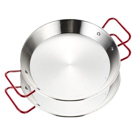 Stainless Steel Paella Pan with Red Handles (28 cm for 2-3 Person Set of 2)