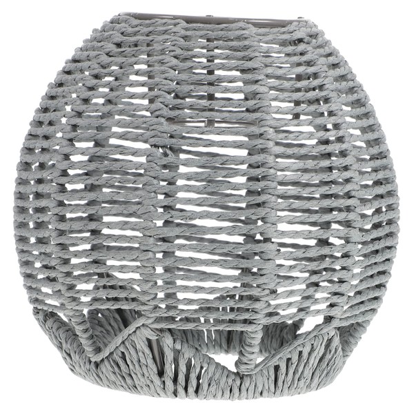 Yardwe 1pc Imitation Rattan Lampshade Grey Wicker Lamp Shade for