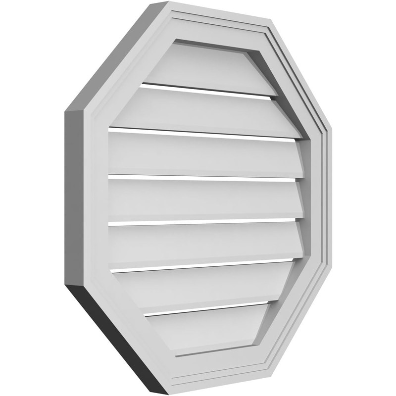 Ekena Millwork GVPOC22X2202SF Octagonal Surface Mount PVC Gable Vent, 22"W