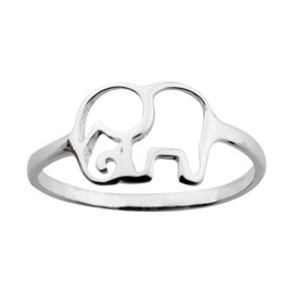 ELBLUVF 925 Sterling Silver Elephant Animal Lucky Ring Jewelry Bridesmaid Gift Favor (US8)