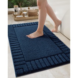 COLOR&GEOMETRY Small Bath Mats Non-Slip Washable 40 x 60 cm Absorbent Bath Mat Soft Bathroom Rug Navy Blue Bath Mat for Bathroom Floor, Shower, Bathtub, Laundry Room
