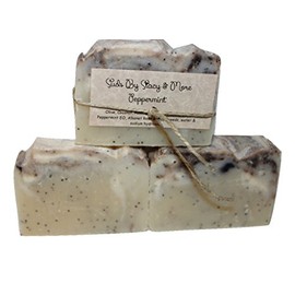 Suds By Stacy and More Peppermint Homemade Soap Bars (Three- 4 oz bars) cold processed with essential oils