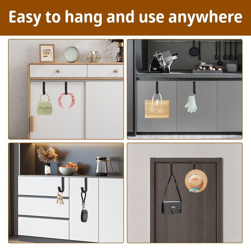 Eophmi Over Door Hook Black,2 PCS Black Over Door Hooks