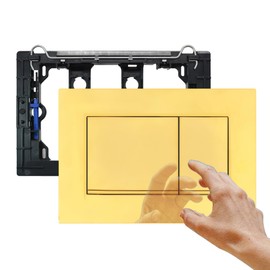 Lychee Light Flushing Plate Flush Lever Set&Mounting Frame,Fits Geberit Sigma30&UP320&300 Actuator Plate Spare Parts, Dual Flush, 1 Piece(Gold&Gold edge).