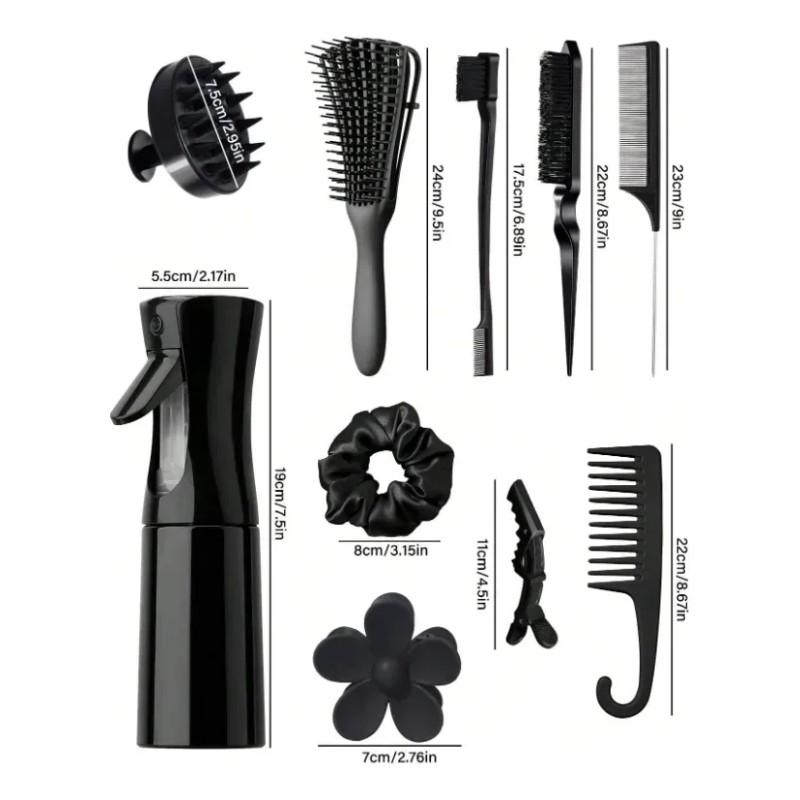 Kit 11pz Peine De Masaje De Cepillo Adecuado Cabello Rizad