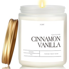 Putart Cinnamon Vanilla Candles for Home Scented, Natural Soy Wax Aromatherapy Non Toxic Heavy Scented Candle with Essential Oil, Home Fragrance Stress Relief Jar Candles Gifts for Women & Men 9oz