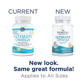 Nordic Naturals Ultimate Omega-3, 1280 mg, Lemon Flavour, High Concentration, 120 Soft Capsules, Pure and GMO Free, Soy Free, Laboratory Tested