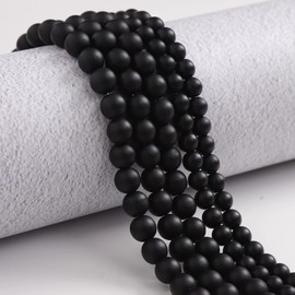 35 abalorio de ágata de ónix negro mate natural de 10 mm, abalorio redondas de piedra suelta para hacer joyas, pulseras y collares