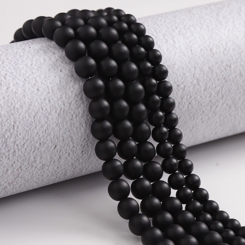 35 abalorio de ágata de ónix negro mate natural de