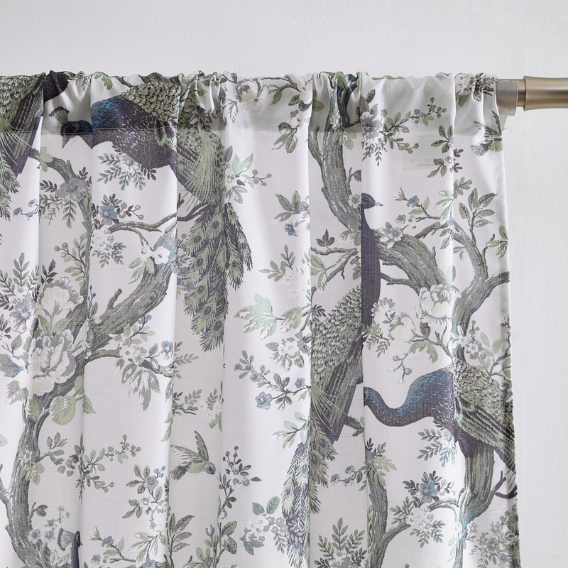 Laura Ashley Belvedere Window Curtains with Rod Pocket, 96-inch Length,