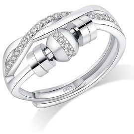 ZmdecQna Anxiety Rings, Fidget Rings for Anxiety Women, Adjustable Spinner Rings for Teen Girls,Give Kids/Daughter/Mum/Granddaughter Gifts