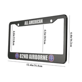 oFloral All American 82Nd Airborne Aluminum Alloy License Plate Frame Airborne Division Red Blue Color Logo Applicable to US Standard Car Metal Front Car Tag Frame Holder for Women Men(1 Pack)