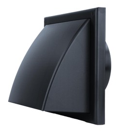 Vents 6 inch Black Plastic Cowled Air Vent Wall Grill with 150 mm Rear Spigot Ducting Gravity Flap Grille Cover for Hooded Cooker Hood Outlet Kitchen Bathroom Shed Extractor Fan Ventilation