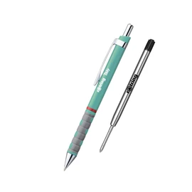 rOtring Tikky III Ballpoint Pen - Turquoise Barrel with Blue Ink + Black Medium Refill (0.7mm) - Ergonomic Grip - Smooth Writing for School, Office & Everyday Use