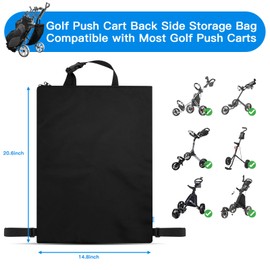 Xxerciz Golf Push Cart Accessories Storage Bag, 3 Wheel Push-Pull Cart Backside Extension Storage Bag with Zipper Closure, Portable Nylon Organizer for Universal Golf Push Carts
