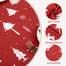 JOLLYTOP Christmas Tablecloth Xmas Table Decoration Waterproof Table Cloth with Deer, Home Party decorative Tablecover Washable,Table Cover for Outdoor Indoor Kitchen,WxL 54"x79",White