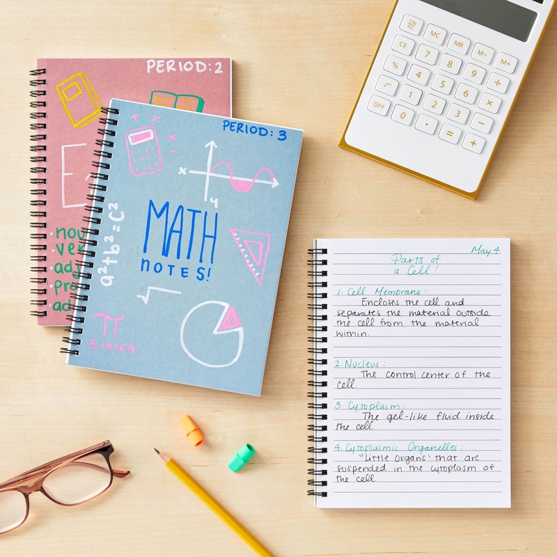 5 Pack 6x8 inch Spiral Journals, Small Notebooks Bulk with