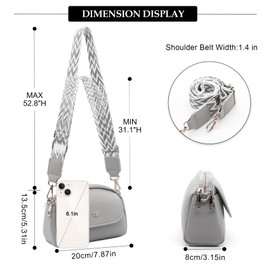 Long Keeper Small Crossbody Bag for Women Vegan Leather Cross Body Handbags Women Ladies Phone Shoulder Bag with 3 Pockets Adjustable Removable Wide Strap (Grey Blue)