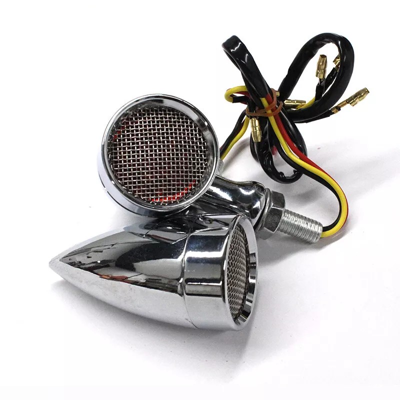 Unbranded 2X Chrome Motorcycle LED Turn Signals RED Light Brake