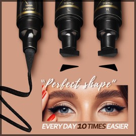 Anglicolor 2 Pack Eyeliner Stamp, Winged Eyeliner Stamp, Long Lasting Liquid Stamp Eye Liner Pen Dual Ended Pencil, Waterproof Liquid Eye Liner For Women Christmas Gift (01-Black)