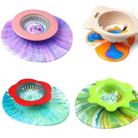 Coladores de plástico para verter de acrílico, 5 unidades de coladores de flores de plástico, para verter pintura acrílica y crear patrones únicos suministros de arte