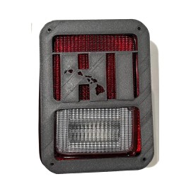 Hawaii with Island in 3D - Black For Jeep Wrangler JK/JKU Rear Tail Light Covers