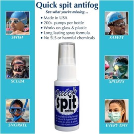 Quick Spit Anti-Fog Spray for Swim Goggles, Eye Glasses, Snorkel Mask, Scuba Divers, and Safety Eyewear, Made in The USA - Color: 1 Ounce (Pack of 1)