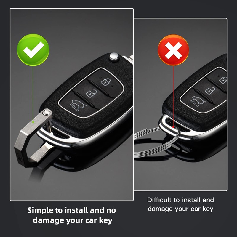 Titanium D-Ring Key Holder with Screw Crossbar, Black, Easy Install