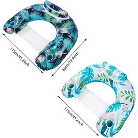 2 Pcs Outoory Pool Floaties for Adults Inflatable Pool Float Pool with Cup Holder for Adults Suitable for Beach Travel Family and Recreation(2)