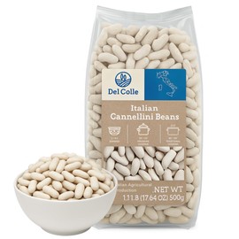 Del Colle Italian Cannellini Beans – Premium Italian Dry White Kidney Beans for Soups, Pasta, Salads & Side Dishes - All Natural – 1.1 lb (500g) Bag – Product of Italy
