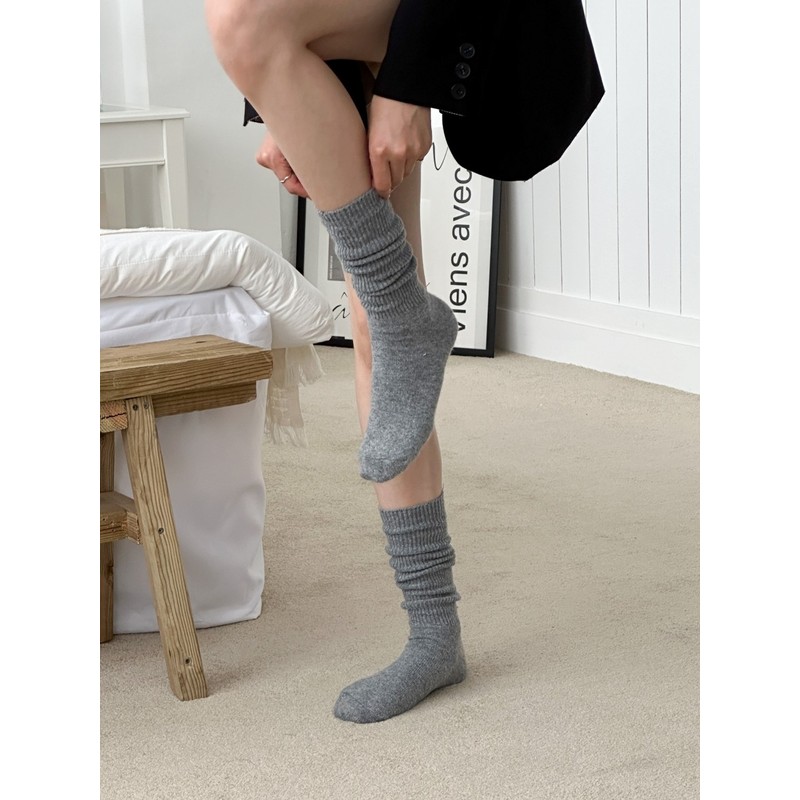 Women's golf socks cashmere wool golf knee socks shirring long