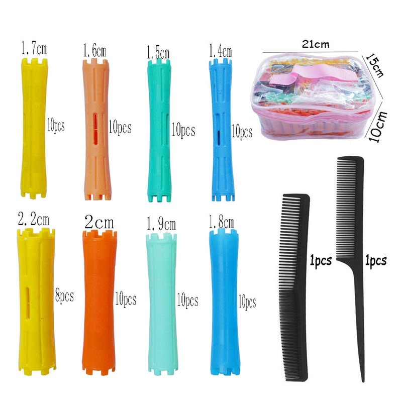 Hair Roller, Flexible Curling Rod Set with Comb, 8 Different