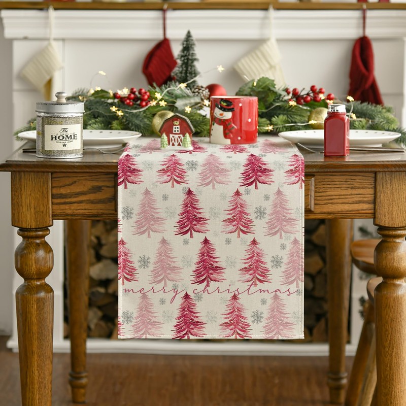 Christmas Trees Table Runner Home Party Decor 13x120 Inch