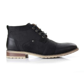 Ferro Aldo Men's Blaine Cap Toe Chukka Boots | Lace-Up Ankle Dress Boot with Side Zipper | MFA806035 | in Black, Size 12