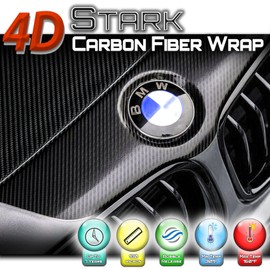 4D Black Carbon Fiber Vinyl Wrap Sticker Air Release Bubble Free Anti-Wrinkle 5 x 10 FT Feet / 60" x 120" in Inches