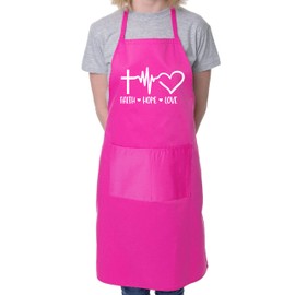 Print4U Faith Hope Love Apron Church Christian Gift Cooking Baking BBQ Pink