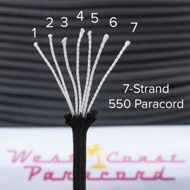 West Coast Paracord 7-Strand 550 Lb. Break Strength-Guaranteed U.S. Made Type III Survival Cord - 30 Plus Colors to Choose From - Available in 10 feet, 25 Feet, 50 feet, 100 Feet, and 1000 Foot Spools