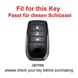 TECART Leather Car Key Case Cover Fits Toyota Camry CHR RAV4 Auris Yaris Prius Aygo Corolla Land Cruiser 200 Prado Crown Protective Key Cover Accessories 3 Button A Black Brown