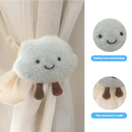 Okaywork Pack of 2 Curtain Clips Tiebacks Rope, Cartoon Curtain Holders, Curtain Tiebacks, Tiebacks for Curtains, Curtains Hook Rings for Children's Room Decoration (Clouds)