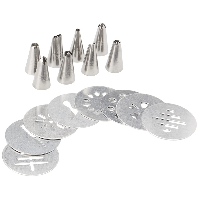 Avanti 12861 17-Piece Cookie Press and Icing Set, Silver/Black