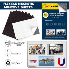 Magnet Sheets with Adhesive Backing for 4x6" Pictures(Bulk Pack of 96 Pieces),Adhesive Photo Magnets for Home/Classroom/Office,Flexible Magnets for Refrigerator