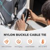 Nylon Universal Cable Tie Buckle, 100PCS Self-Locking Nylon Zip Ties,