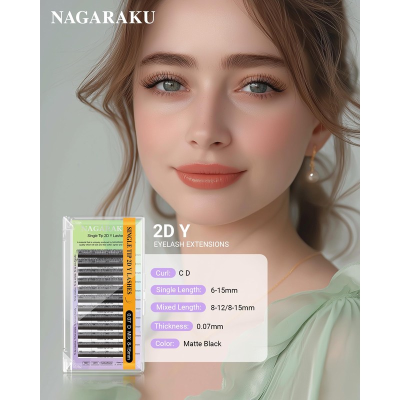 NAGARAKU Y Eyelash Extensions, Y Lashes Extensions, 2D Y Volume,