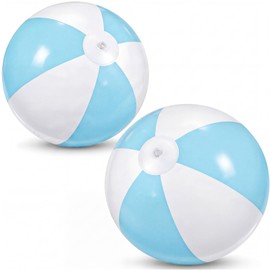 MiniInflat 2 Pcs Inflatable Beach Balls 16 Inch Pastel PVC Large Beach Balls Blow up Pool Water Game Toy for Kid Adult Birthday Luau Summer Decor Pool Party Favors(Blue and White)