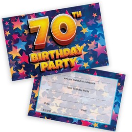 70th Birthday Party Invitations Men Women - Celebration Stars 36 Pack - Adults Birthday Invitations for Friends Family A6 Party Invites Invitation Cards with Folding Envelopes