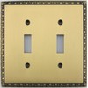 Egg & Dart Antique Brass 2 Gang Toggle Light Switch