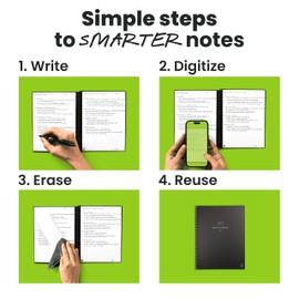 Rocketbook New Core Reusable Spiral Notebook, Executive Size 6x8.8, Black - Lined Pages, App-Connected, Erasable, Durable Cover, Ideal for School, Work, and Creative Projects