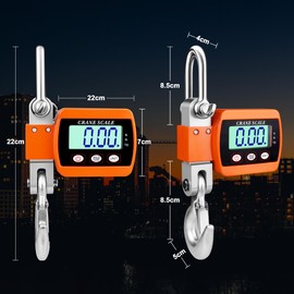 Everkeen Crane Scales 500 kg Digital Hanging Scales Electronic Wild Scales Industrial Hanging Scales Portable LCD Pull Scales with Hooks