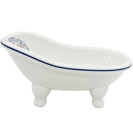 Vintage Clawfoot Tub Bathtub Soap Dish for Bathroom Shower - Decorative French Country Farmhouse Ceramic Soap Dish, Sponge Holder Bath Container Bar Soap Tray Holder for bathroom, Kitchen Sink